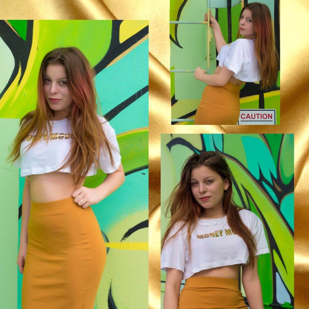 White “money moves” crop shirt